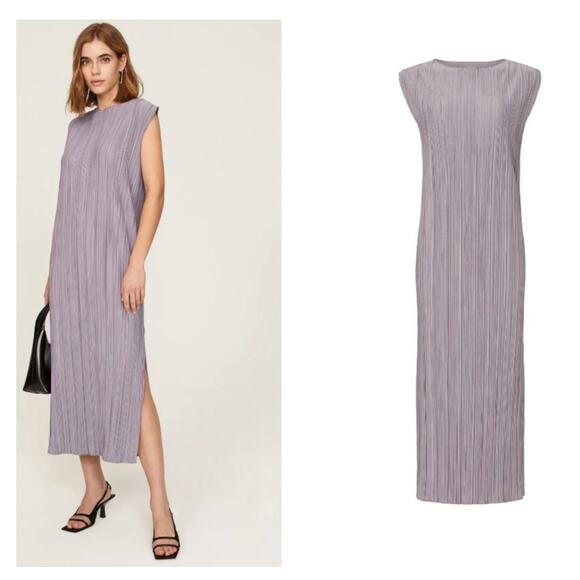 Anine Bing Melanie Dress Pleated Sleeveless Midi Dress in Lavender - Size M - Picture 1 of 7